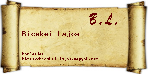 Bicskei Lajos névjegykártya